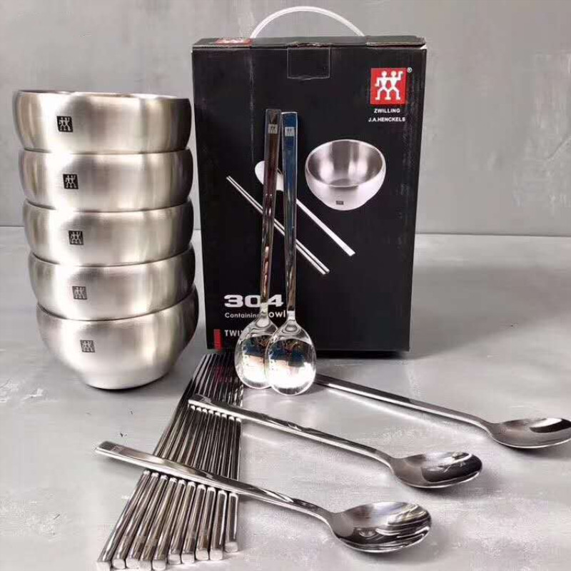 双立人家用碗筷勺5件套装吃饭组合碗礼品礼盒304食用级不锈钢餐具在类目 餐饮具, 餐具, 碗中 - 来自Buy2taobao.com提供专业的淘宝代购服务