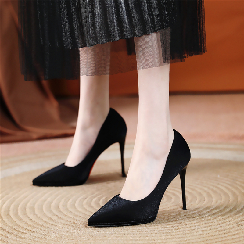 简约气质细跟优雅高跟鞋2022年春季新款浅口尖头单鞋通勤风工作鞋