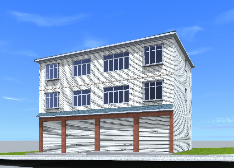 16x10三层实用临街门面新农村自建房建筑施工结构图cad套房效果图