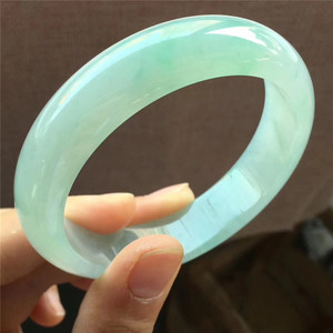 简安翡翠 58 细腻起胶芙蓉底正圈玉器镯子天然缅甸老种正圈玉手镯