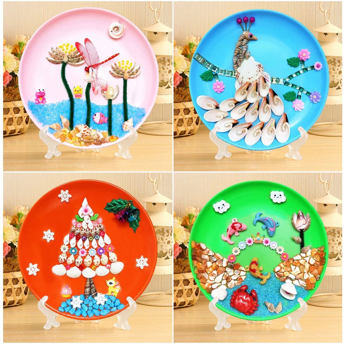 海底世界手工幼儿园海洋贝壳画diy制作材料包动物贴画自制绘本