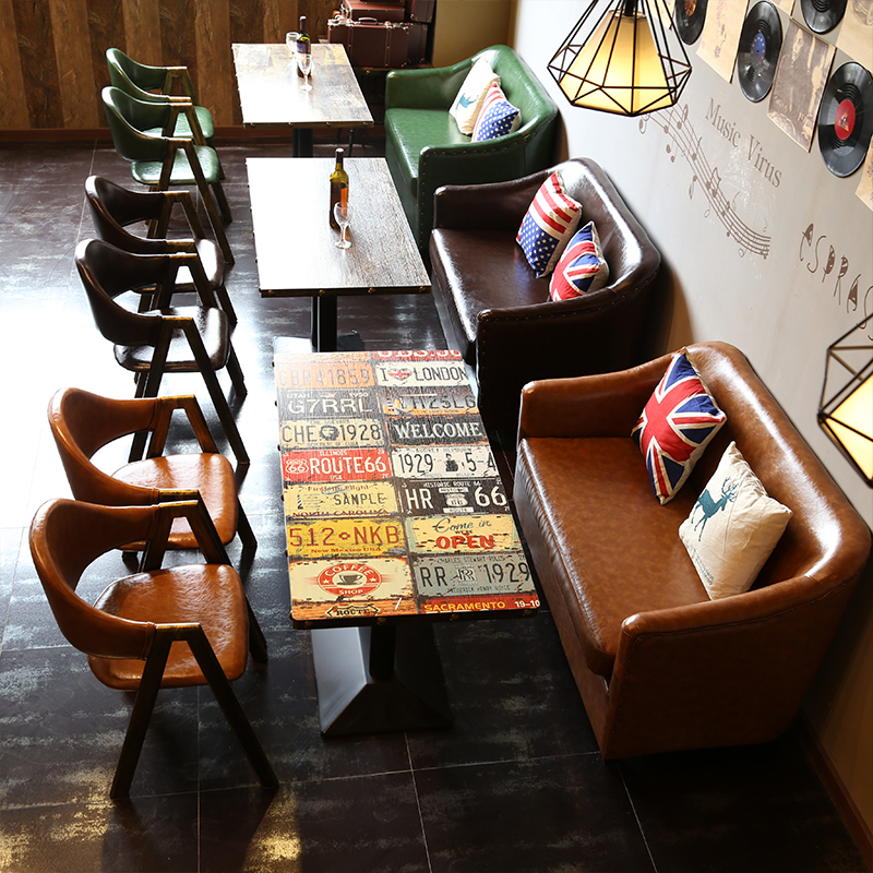 American style Retro tea with milk Dessert Café Tables and chairs theme Western Restaurant Tables and chairs combination bar Restaurant Tables and chairsin the Business/Office Furniture , Dining/Baking furniture , Dining table and chairs category - from Buy2taobao.com to provide professional Taobao agent buy service