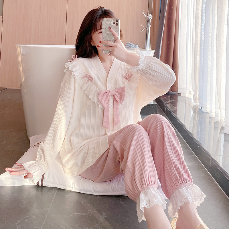 睡衣秋女纯棉甜美可爱