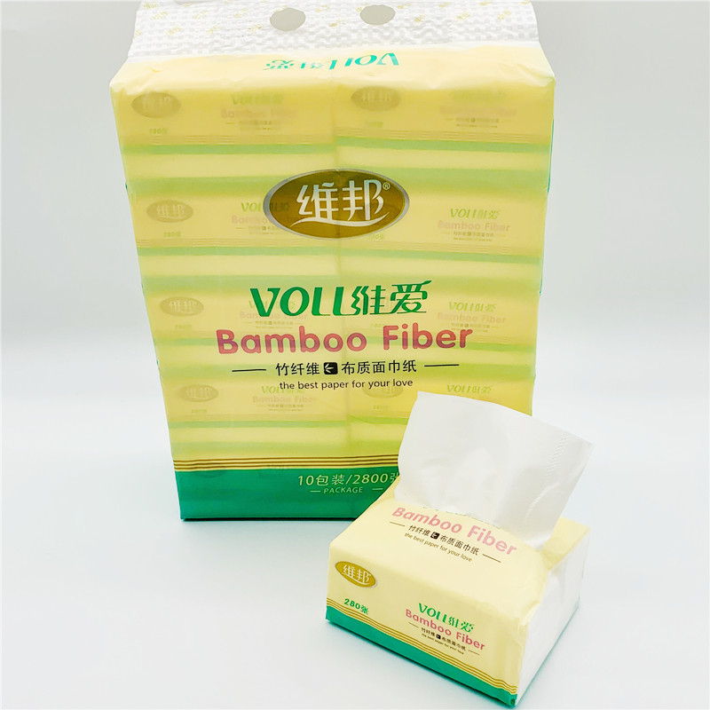 维邦维爱布质面巾纸4层70抽40包家用优惠装原生竹浆抽纸餐巾纸c5