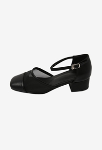 hermes官網日本 韓國官網代購 Stylenanda-Black Bow mesh low heel 黑色高跟鞋 hermes官網男包