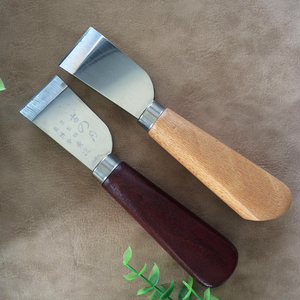 diy手工皮具铲皮刀 皮匠裁皮刀木柄白钢刀身切皮工具皮革开料工具