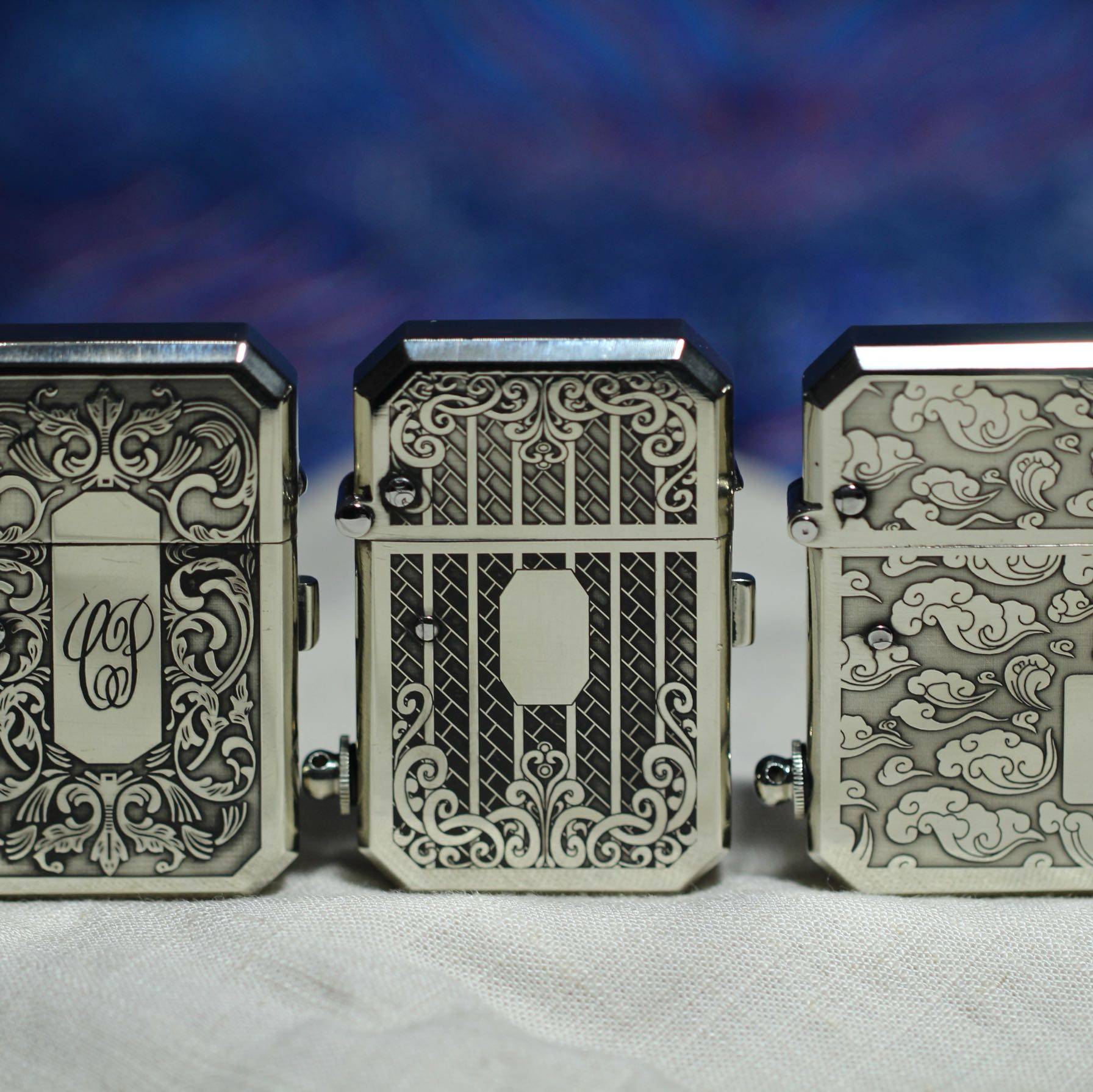 莱特半自动古董煤油打火机 纯手工打造外壳镍银 一健点火送礼收藏