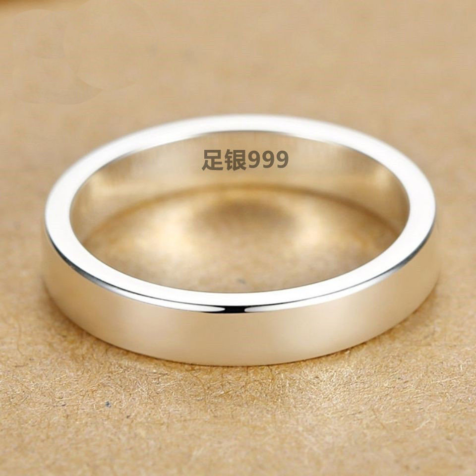 s999纯银戒指宽版窄版十字架罗马数字情侣男手胖女戒指环简约男士