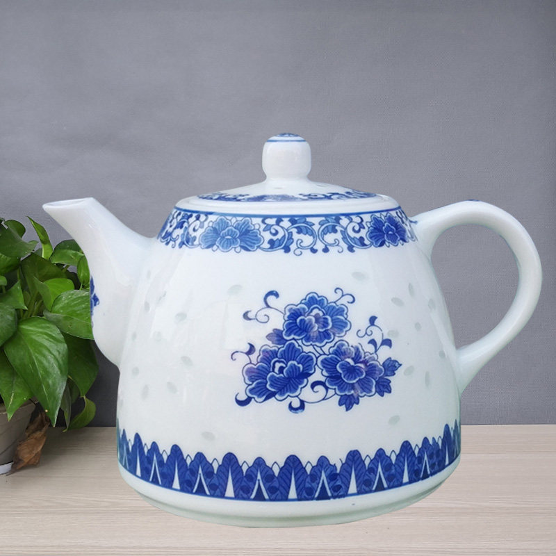 青花玲珑瓷冷水陶瓷大号容量泡茶壶耐高温单壶过滤小茶壶套装家用