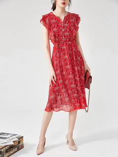 香欧真值女装店品牌夏款系列淑优雅气质显瘦连衣裙夏