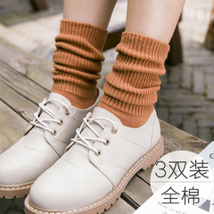 天天特价森系袜子复古堆堆袜女韩国秋冬厚纯棉粗线长筒袜竖条靴袜