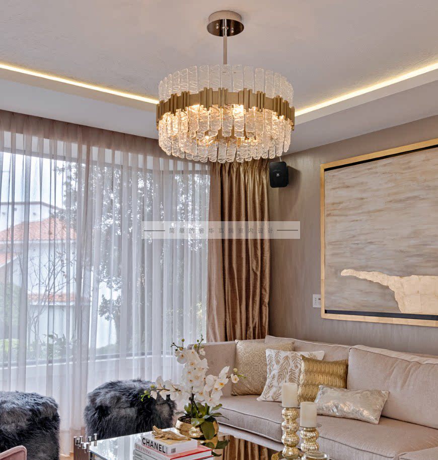 客厅书房玄关吊灯ciro水晶玻璃轻奢金色家用吸顶卧室创意装饰灯