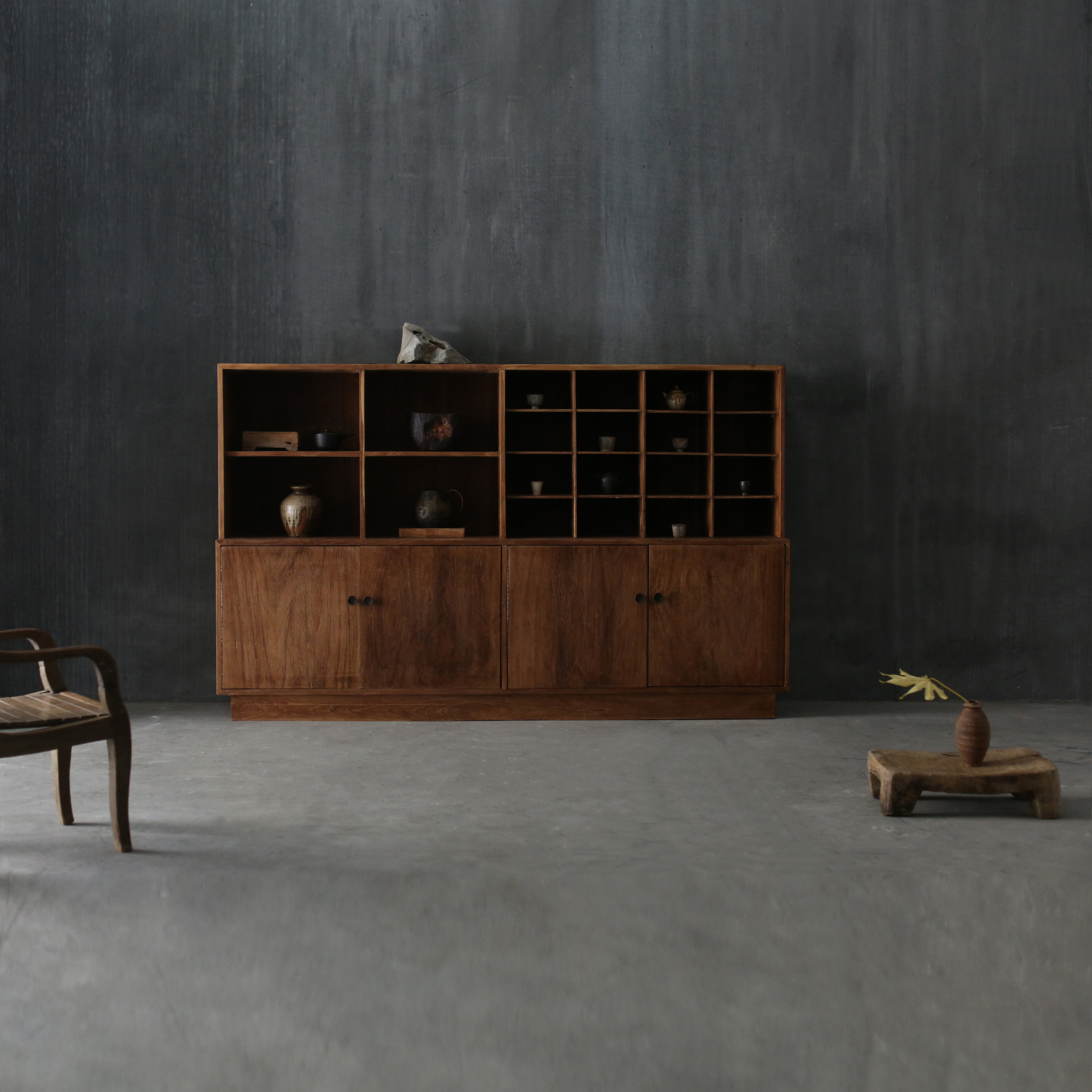 朴室侘寂风中古wabisabi回收印尼柚木家具收藏孤品简约茶室边柜