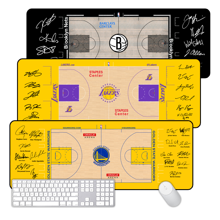 洛杉矶湖人球馆地板签名款超大鼠标垫 办公键盘垫桌垫礼物 詹姆斯