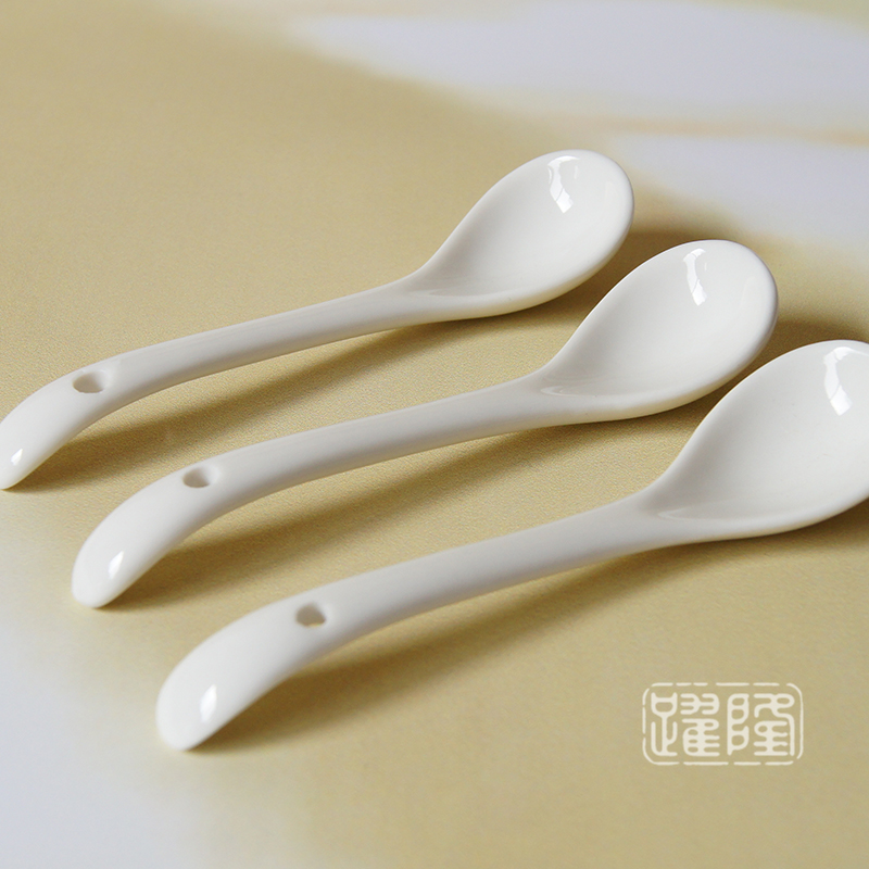 『跃隆家居』陶瓷小勺子 厨房创意家居餐具 咖啡勺
