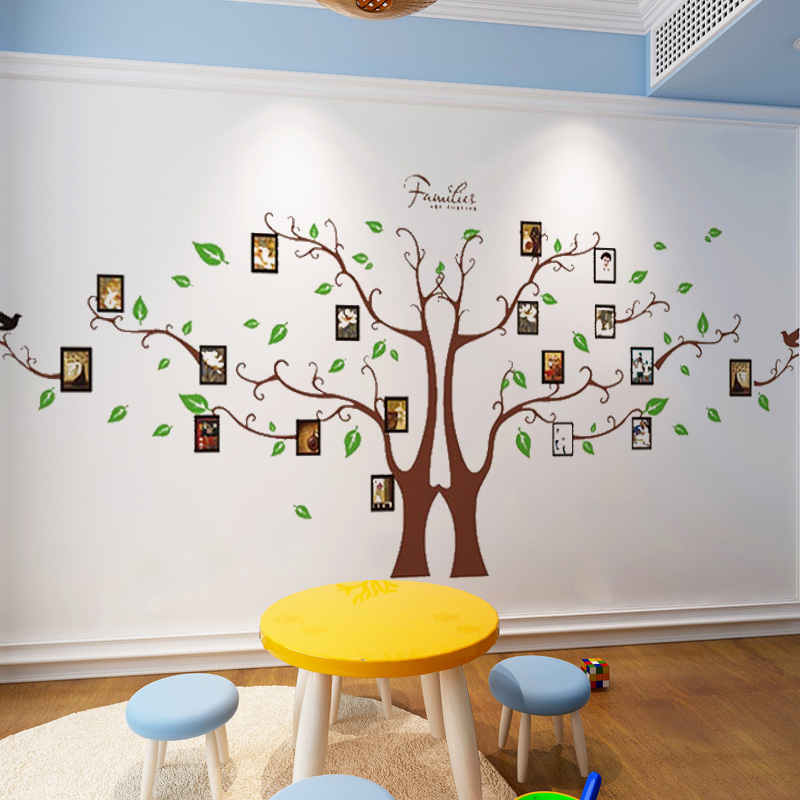 幼儿园教室装饰房间创意贴纸贴照片的墙贴可移除自粘成长树照片树