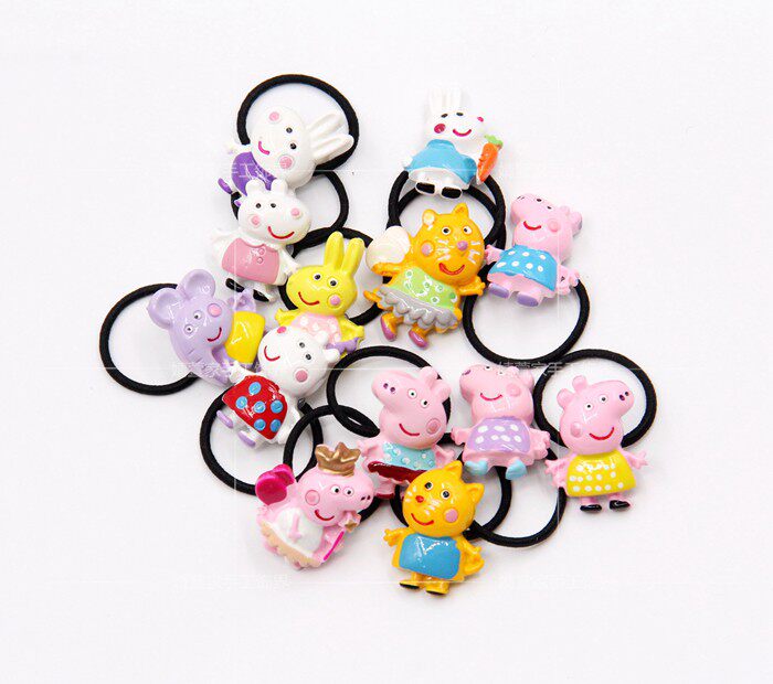 满包邮女宝宝儿童小猪佩奇小号迷你拇指不缠发皮筋动物卡通头绳