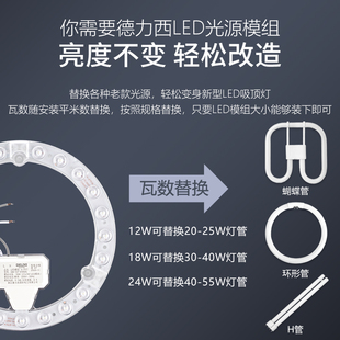 德力西吸顶灯LED灯芯替换芯通用灯盘灯泡节能灯圆形灯管集成吊顶