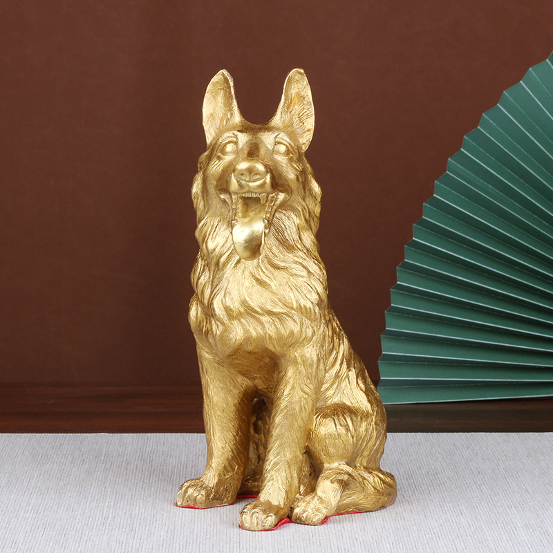 开运大号纯铜狼狗风水家居招财摆件看门狗贵犬护运守财铜狗工艺品