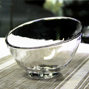 水晶玻璃碗餐具斜口沙拉调料商用水果盘展示台果盘透明大号火锅店