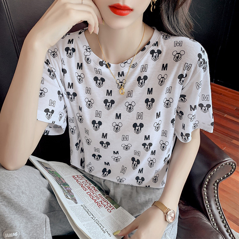 夏季新款新款卡通薄款短袖T恤女 时尚韩版洋气百搭创意宽松t