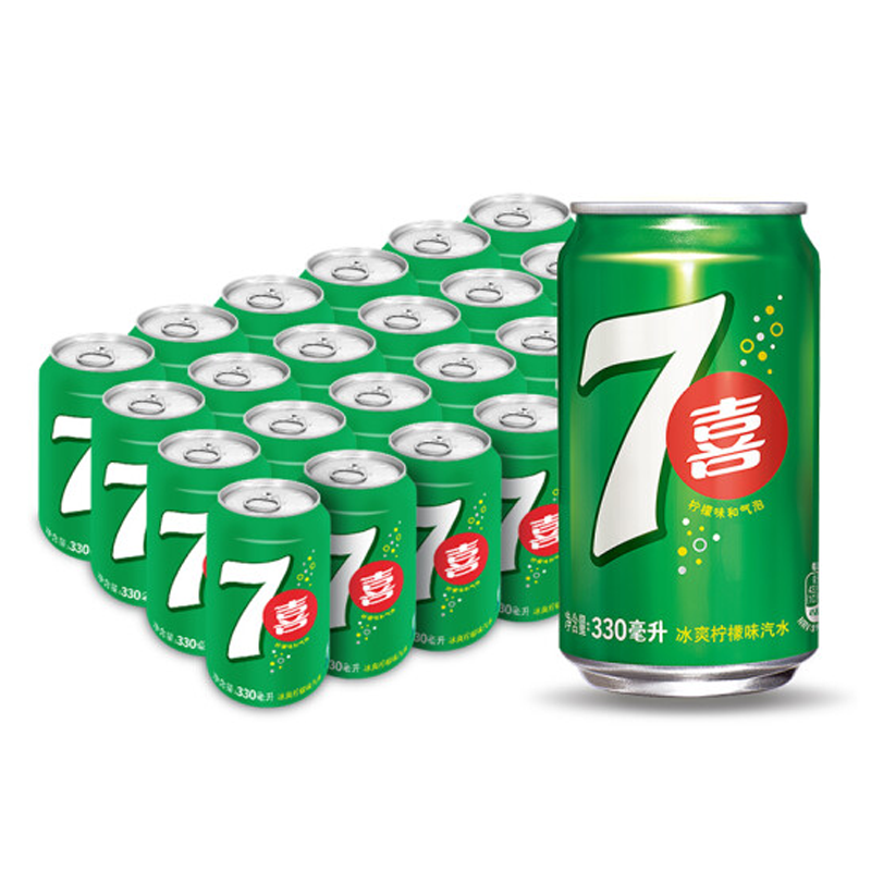 包邮 七喜 7up 柠檬味 汽水碳酸饮料 330ml*24罐 7喜 新老包装