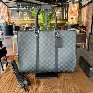 男士新款公文包商务短途行李袋大容量简约通勤手提包16寸电脑包