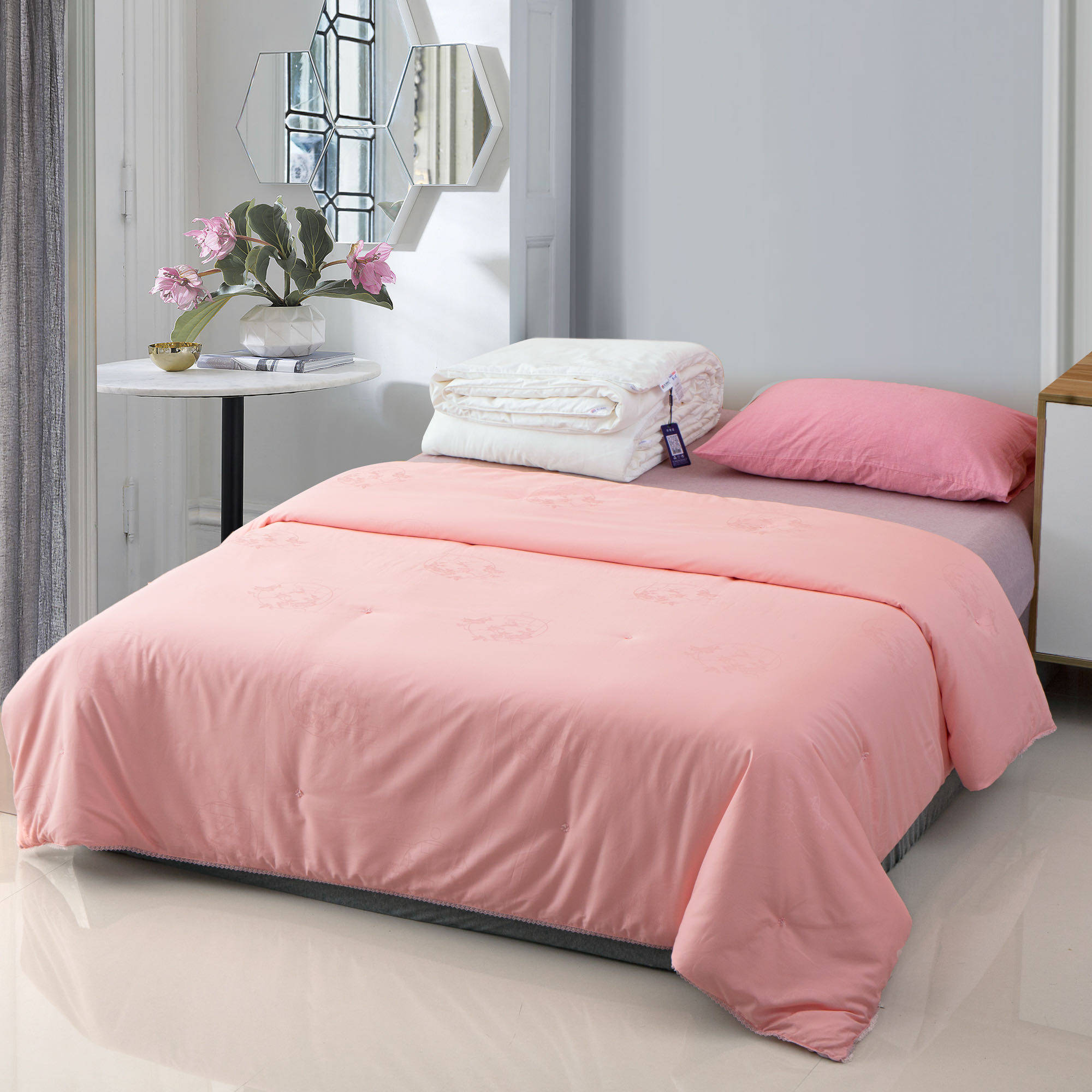 情人草家纺80s安泰贝抗菌提花蚕丝被100%双宫桑蚕丝被芯双人冬被