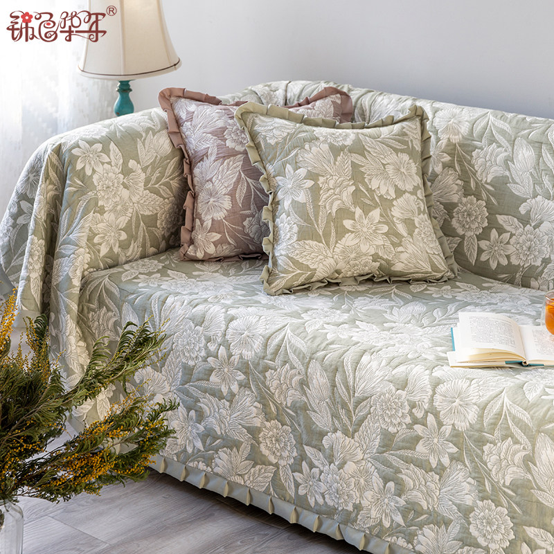 北欧沙发巾全盖欧式简约田园双面布艺沙发垫盖布靠背巾沙发罩定制