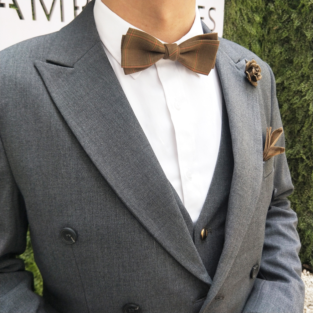 海德公园原创包邮结婚新郎伴郎西服西装复古手工森系棉麻男士领结