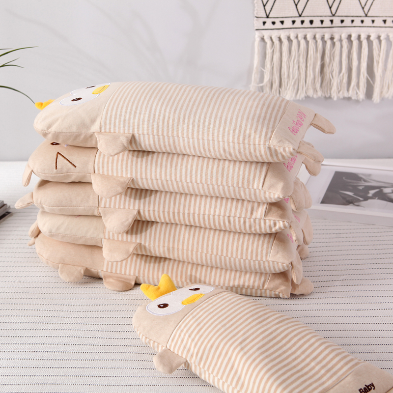 0-3岁婴儿枕头3-6岁儿童环保彩棉卡通枕套学生吸汗荞壳枕芯荞麦皮