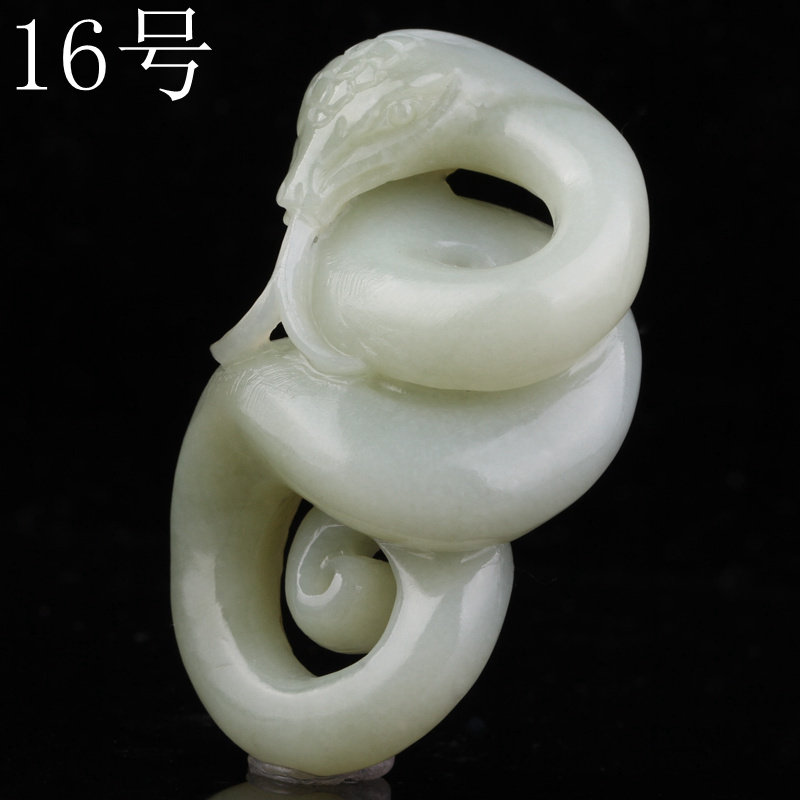 墨雨轩天然新疆和田玉吊坠生肖属相 蛇玉坠原石挂件雕件男女款16