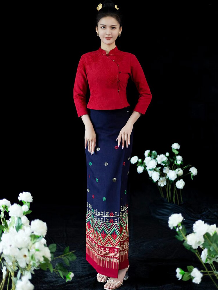 曼汤 西双版纳傣族服装民族特色服装工作服茶服 定制特色风情