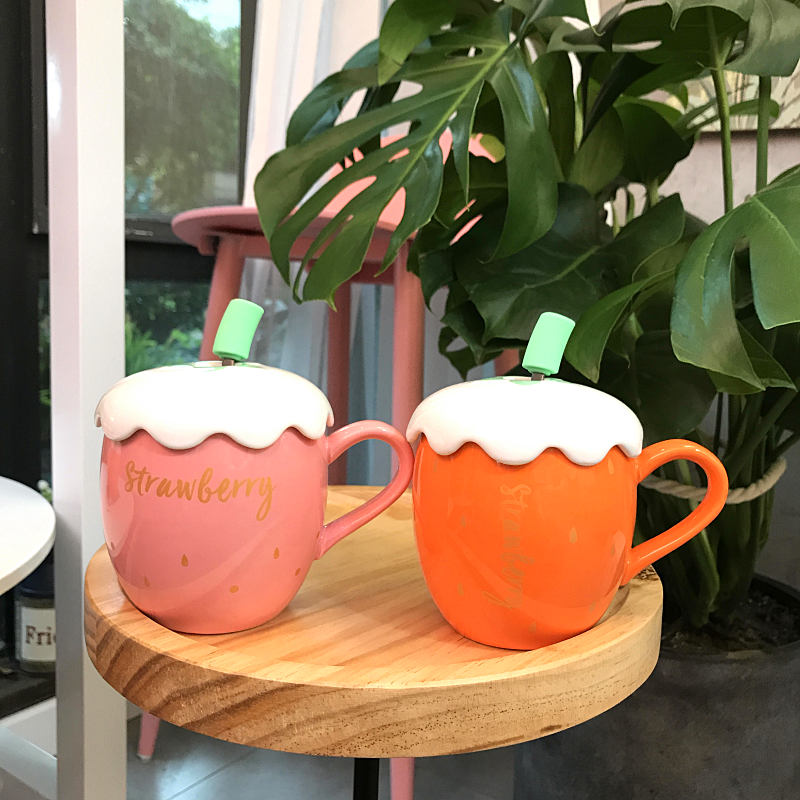 Cartoon strawberry watermelon Water cup Korean Edition originality Office Ceramic cup With cover lovely student mark glassin the Tableware , Cup/Cups/Kettle , Mug category - from Buy2taobao.com to provide professional Taobao agent buy service