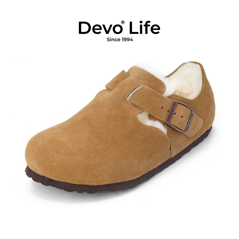 Devo的沃毛毛鞋加绒保暖秋冬棉鞋