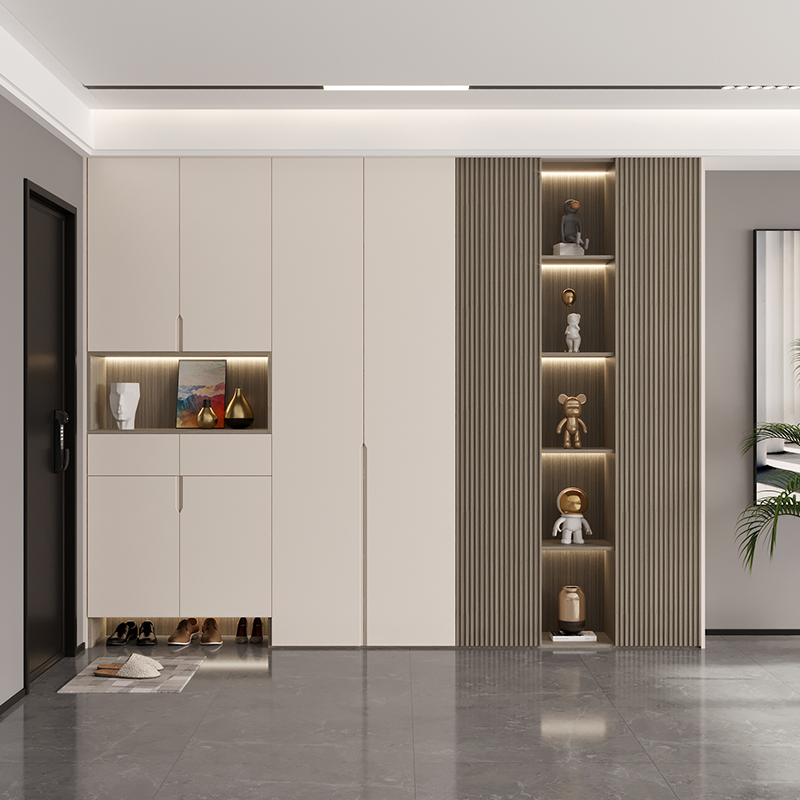 鞋柜家用门口入户玄关柜一体靠墙隔断柜客厅现代简约轻奢酒柜定制