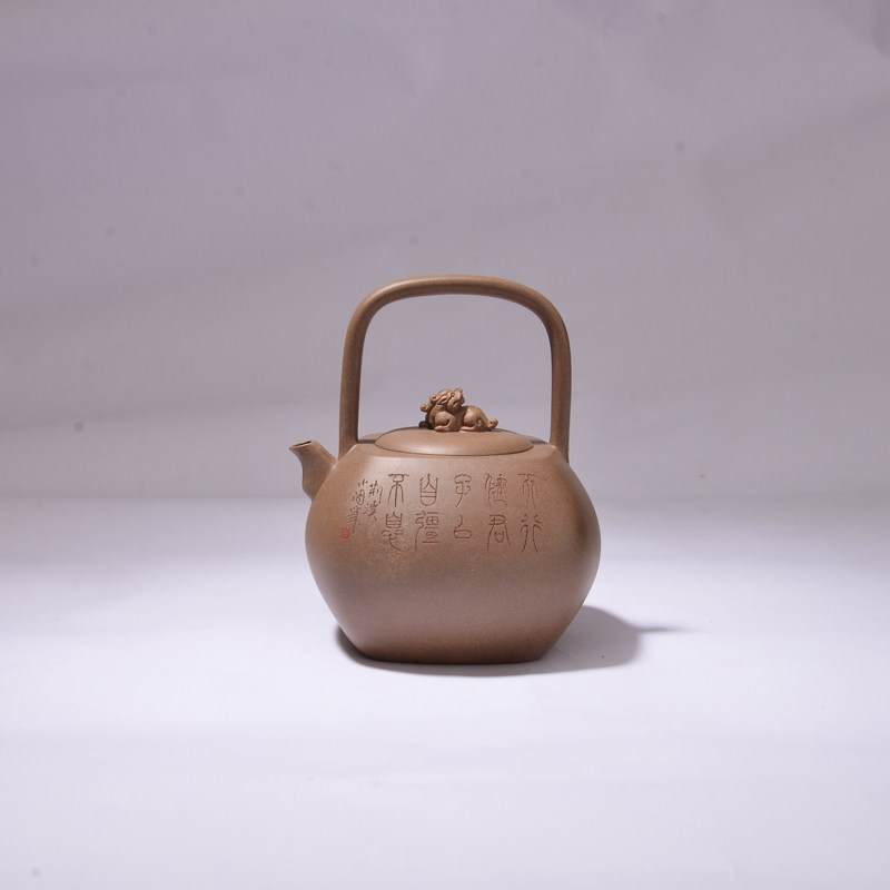 邵立平国高工【全手工方韵提梁壶】原矿段泥 紫砂壶330cc 花货