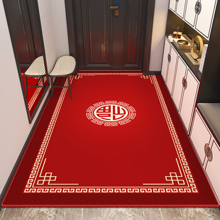 新中式入户门地垫家用防滑垫子客厅红色地毯定制门垫进门脚垫除尘