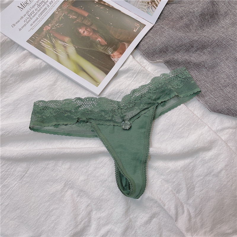 性感高叉丁字裤欧美蜜桃臀低腰少女透气蕾丝t裤大码诱惑火辣棉裆