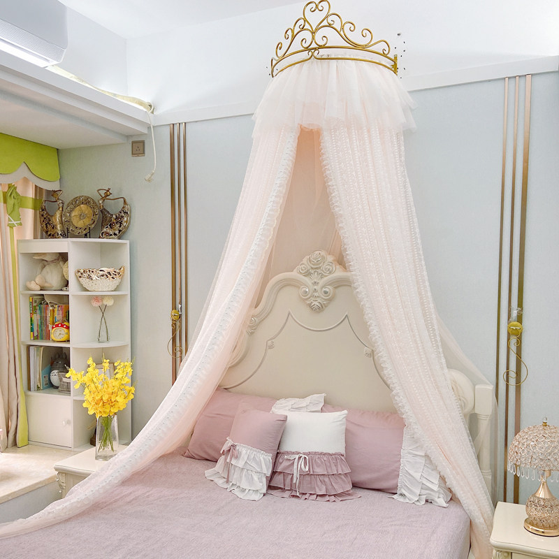 公主蚊帐轻奢风床幔粉色网红ins帐篷北欧儿童房公寓装饰床头床帘
