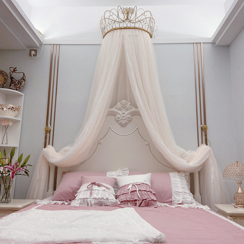 新品床幔皇冠床帘床头装饰纱公主美式东南亚家用民宿ins纱幔蚊帐