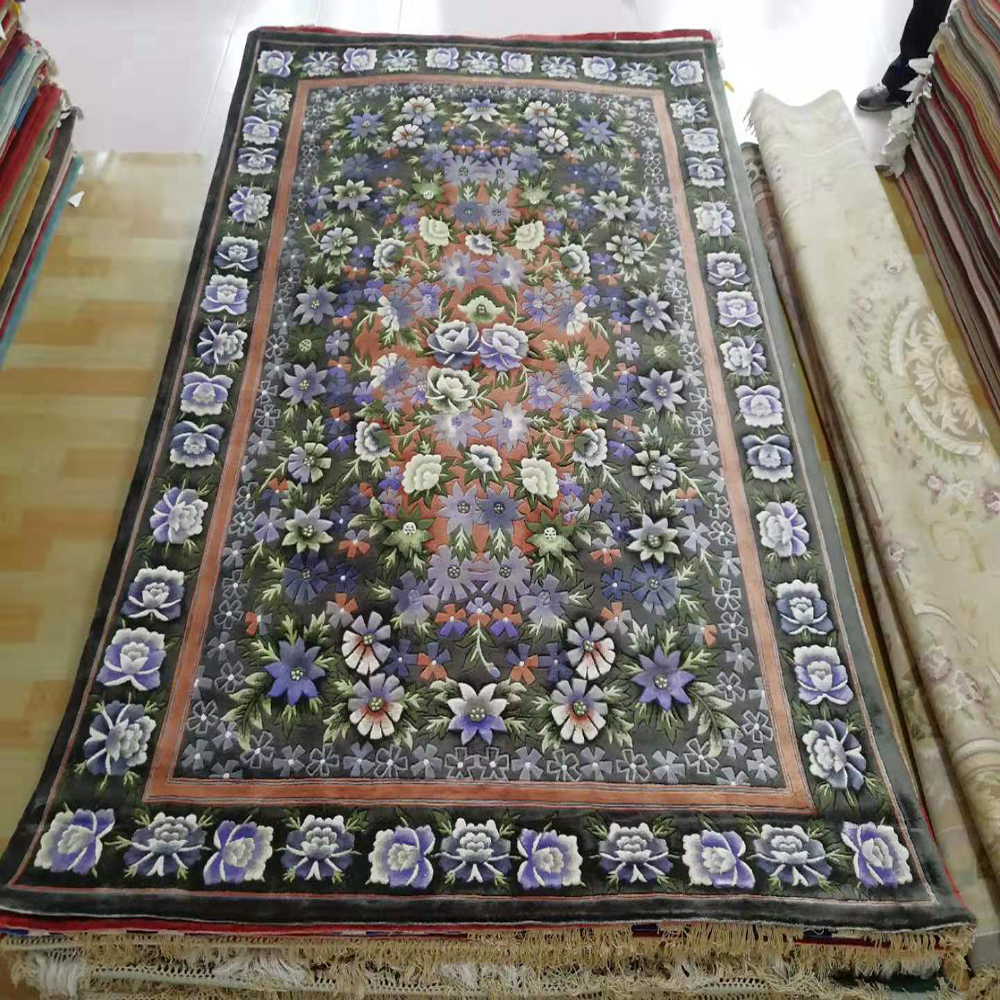 纯手工打结编织地毯砍毯真丝蚕丝客厅卧室茶几欧美现代风格地毯
