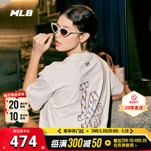 MLB男女t恤夏季新款NY纽约洋基队复古老花休闲服透气宽松情侣短袖