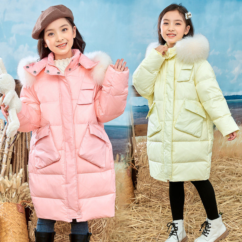四五六年级小学生1米1.5女孩6冬天4女童装3穿的2中长款外套羽绒服