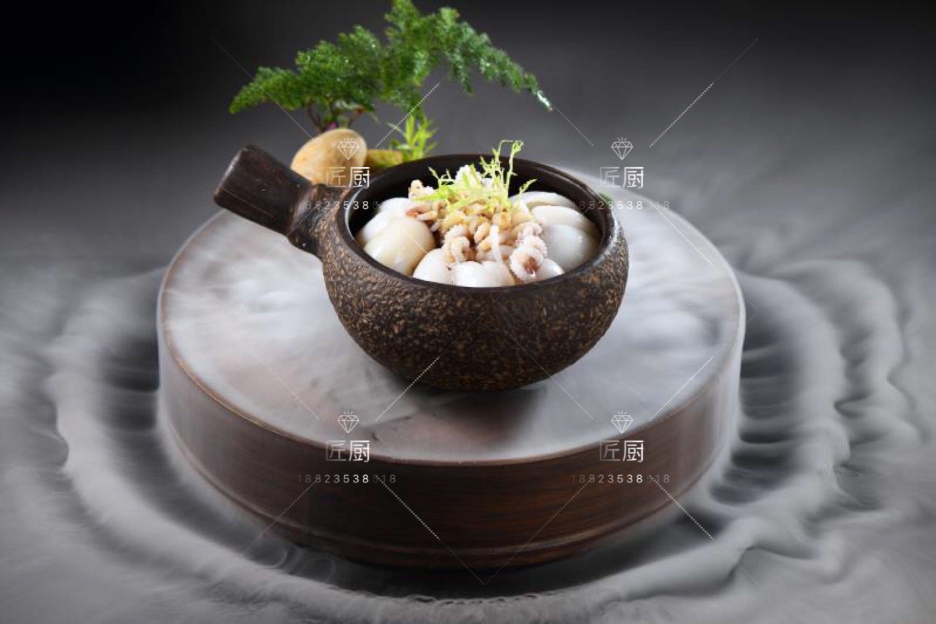 匠厨创意餐具意境风凉菜热菜餐具会所餐具圆形茶盘干冰餐具紫砂勺