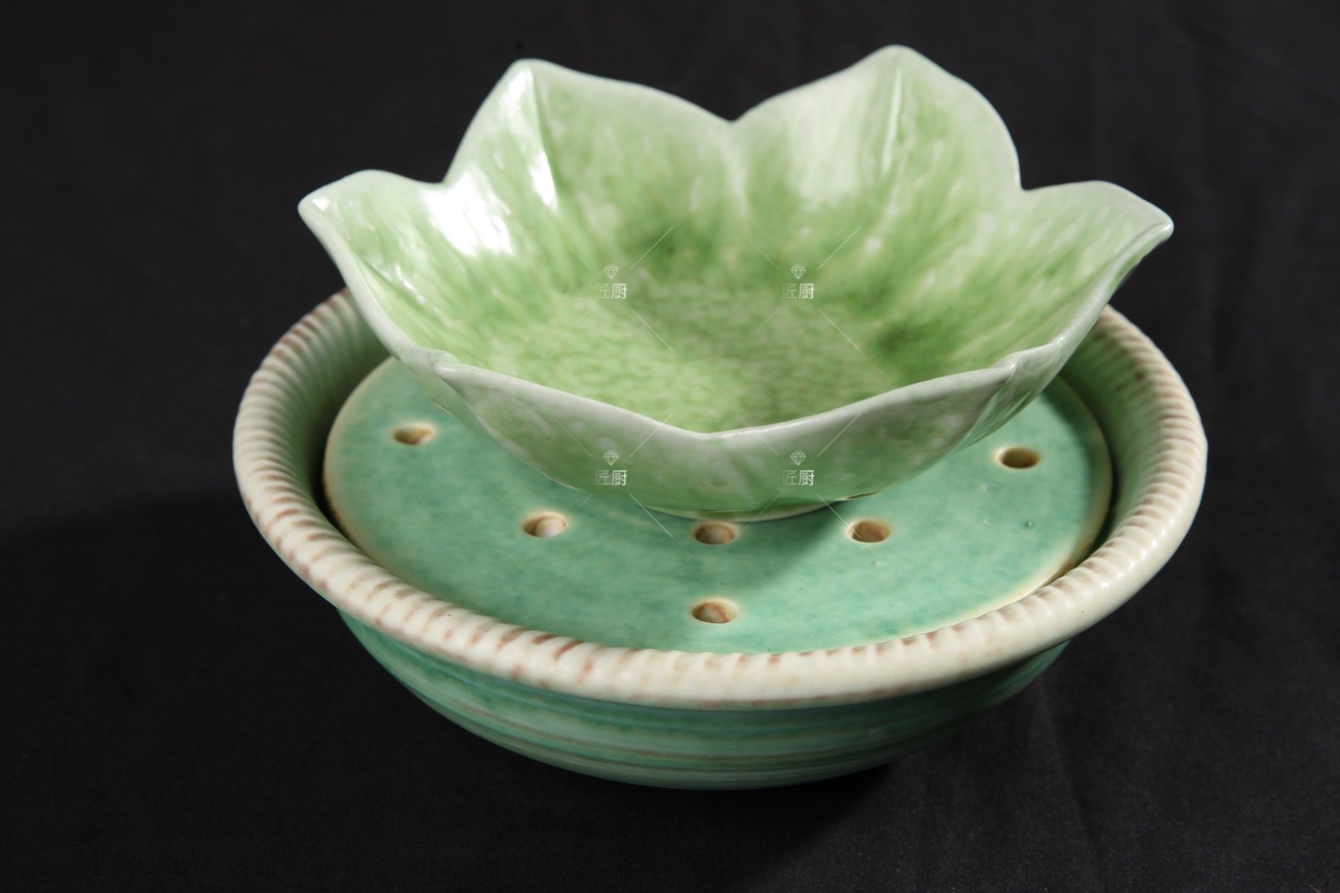 匠厨餐具干冰餐具位上创意餐具意境菜凉菜餐具酒店会所六角荷花碗