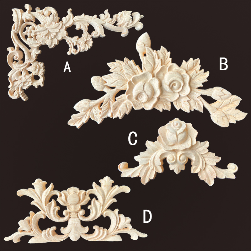 东阳木雕角花实木木雕雕花欧式背景墙贴花家具柜门木花三角形装饰