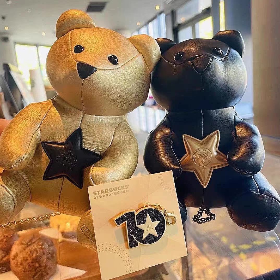星巴克萌熊公仔mini包有星人十周年会员单肩挎包双肩背包钱包徽章