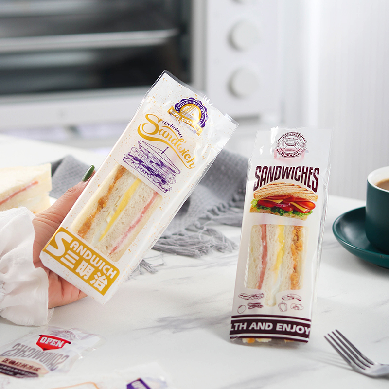 专用一次性易撕三明治包装袋三明治包装纸三角蛋糕烘焙面包包装袋