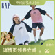 Gap男女装2024夏季新款LOGO撞色插肩袖短袖T恤宽松休闲上衣544461